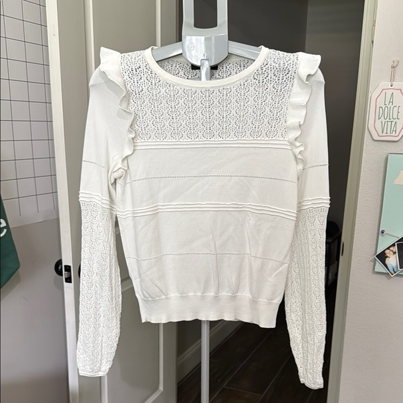 Express White Lace Detail Blouse - Picture 1 of 9